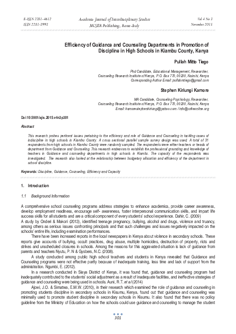 (PDF) Efficiency of Guidance and Counseling Departments in Promotion of ...