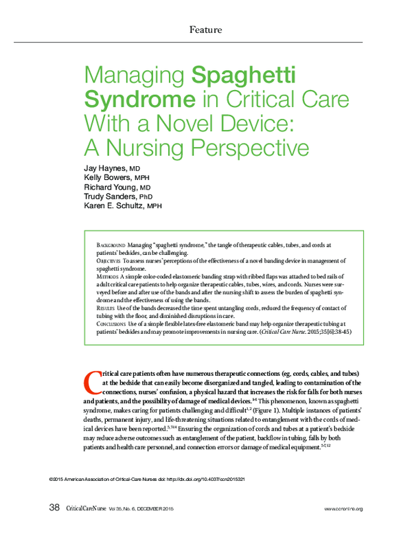 (PDF) Managing Spaghetti Syndrome in Critical Care With a Novel Device ...
