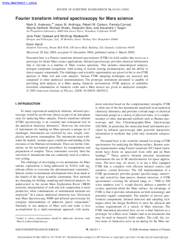 (PDF) Fourier Transform Infrared Spectroscopy for the Measurement of ...