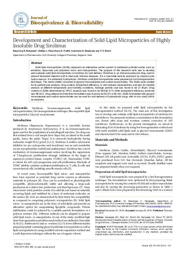 (PDF) Development and characterization of solid lipid nanoparticles ...
