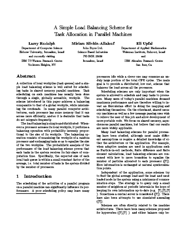 (PDF) A simple load balancing scheme for task allocation in parallel ...
