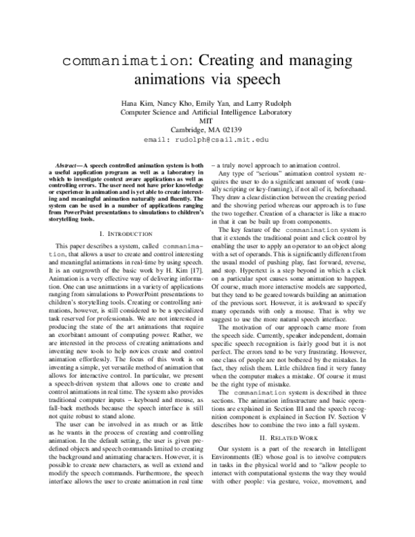 (PDF) commanimation: Creating and managing animations via speech