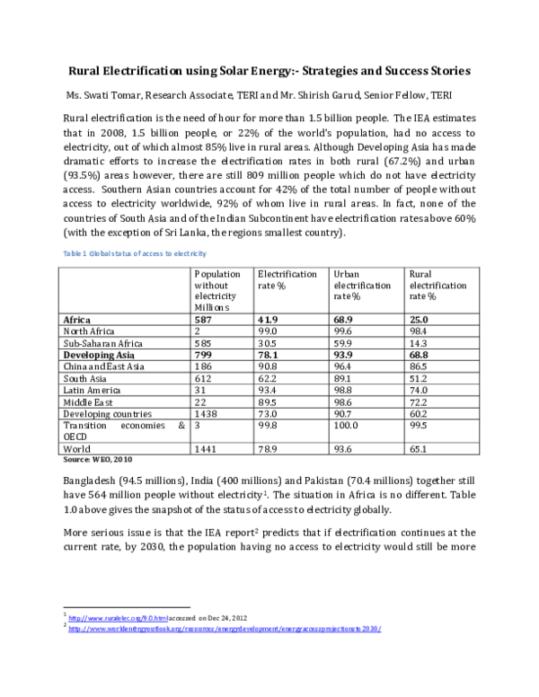 (PDF) Rural Electrification using Solar Energy:-Strategies and Success ...