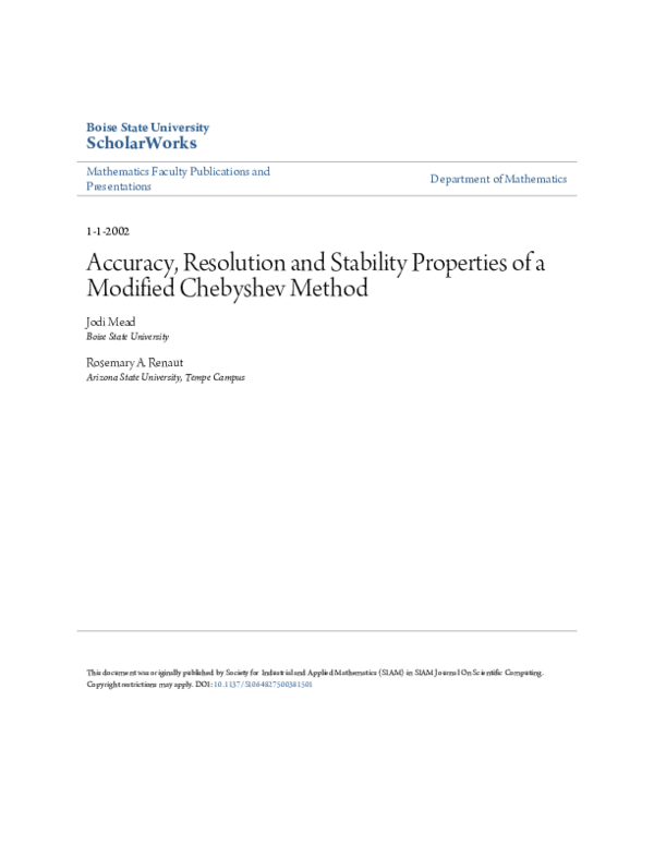 (PDF) Accuracy, Resolution, and Stability Properties of a Modified ...