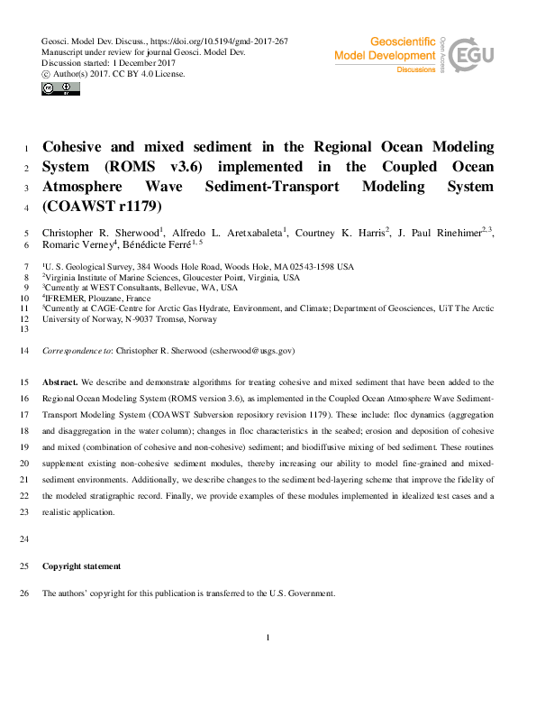 (PDF) Cohesive and mixed sediment in the Regional Ocean Modeling System ...