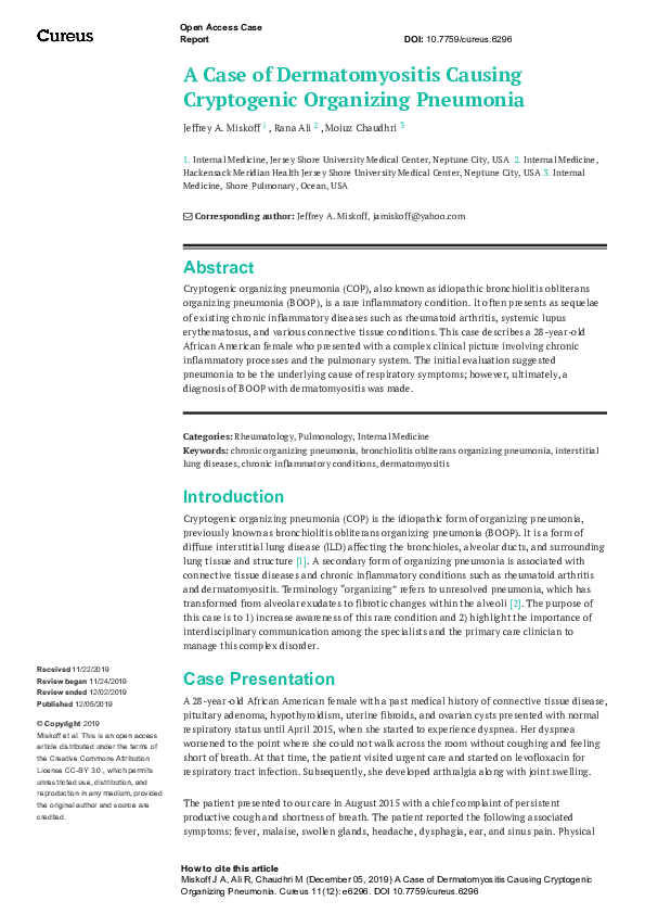 (PDF) A Case of Dermatomyositis Causing Cryptogenic Organizing Pneumonia