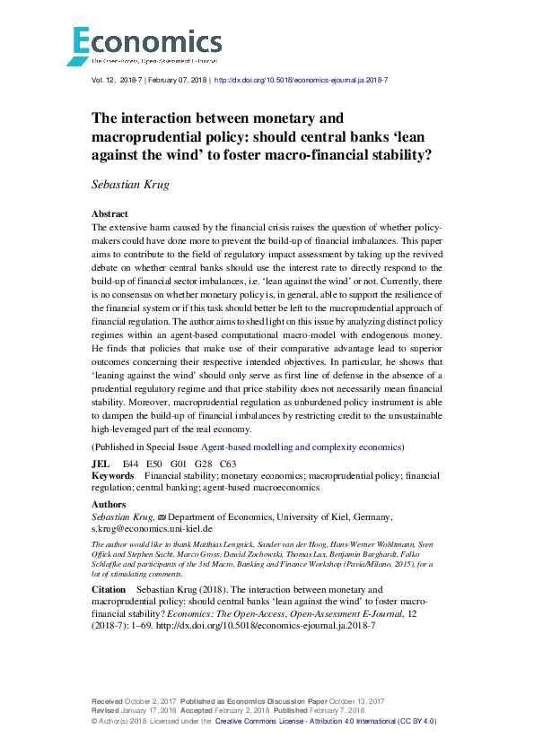 (PDF) The interaction between monetary and macroprudential policy ...