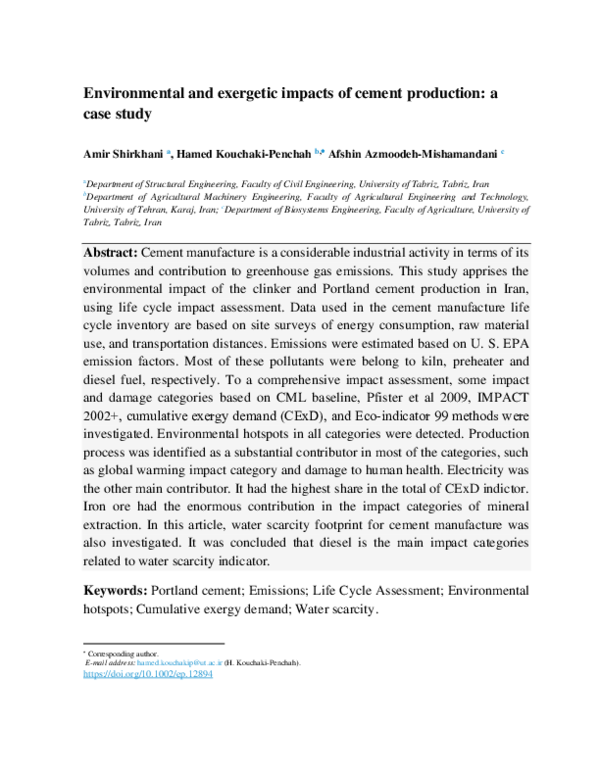 (PDF) Environmental and Exergetic Impacts of Cement Production: A Case ...