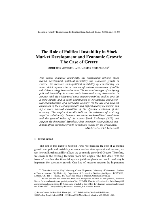 (PDF) The Role of Political Instability in Stock Market Development and ...