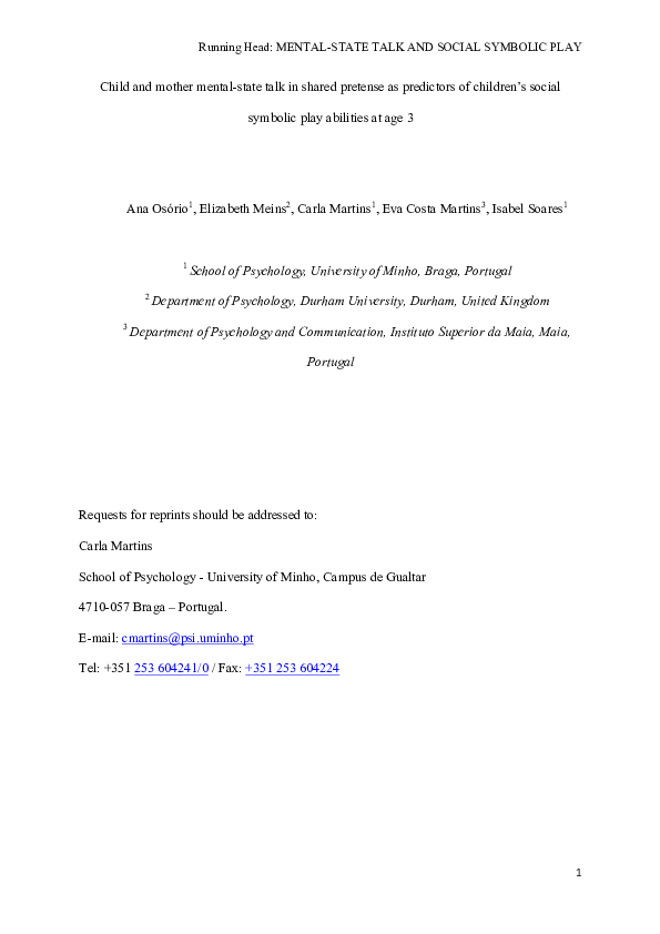 (PDF) Child and mother mental-state talk in shared pretense as ...