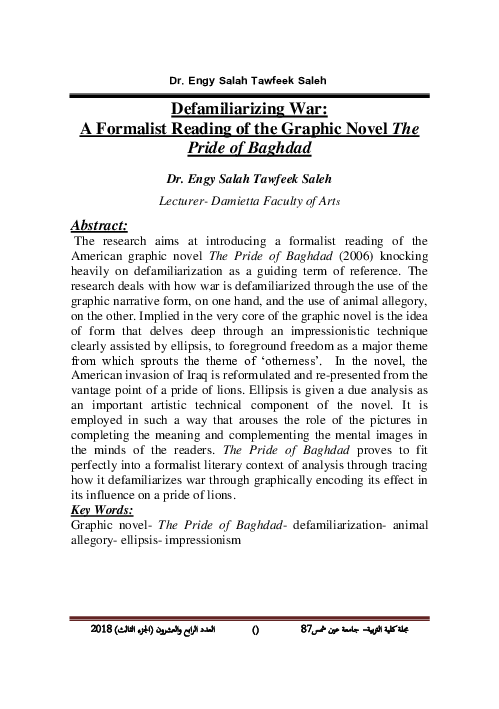 (PDF) Defamiliarizing War: A Formalist Reading of the Graphic Novel The ...