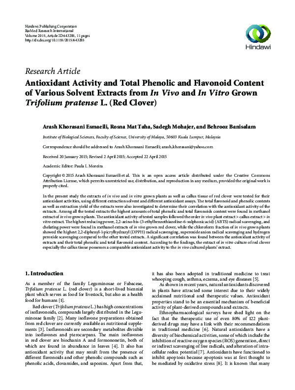 (PDF) Antioxidant Activity and Total Phenolic and Flavonoid Content of ...