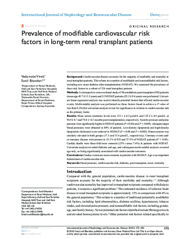(PDF) Prevalence of modifiable cardiovascular risk factors in German ...