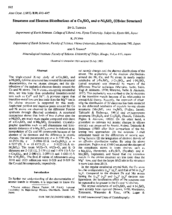 (PDF) Structures and electron distributions of α-Co2SiO4 and α-Ni2SiO4 ...