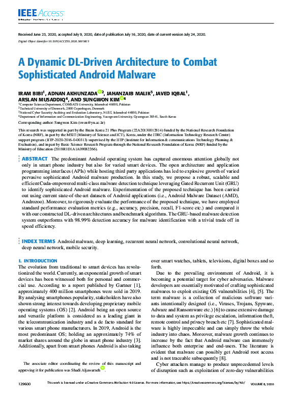 (PDF) A Dynamic DL-Driven Architecture to Combat Sophisticated Android ...