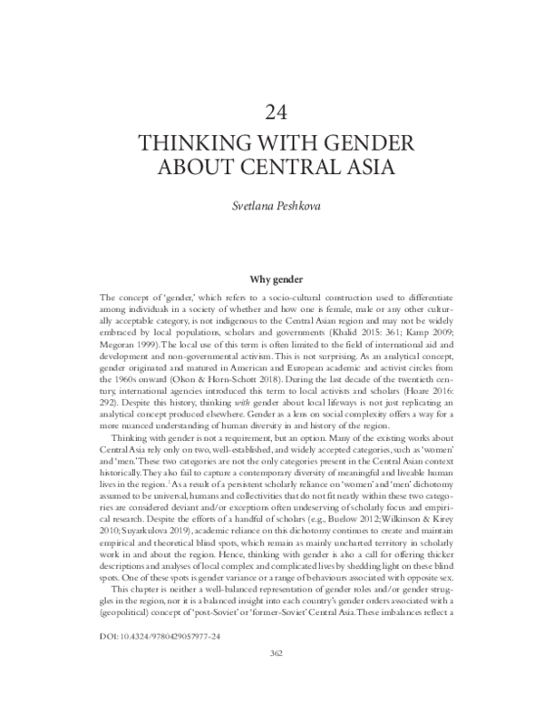 24 THINKING WITH GENDER ABOUT CENTRAL ASIA