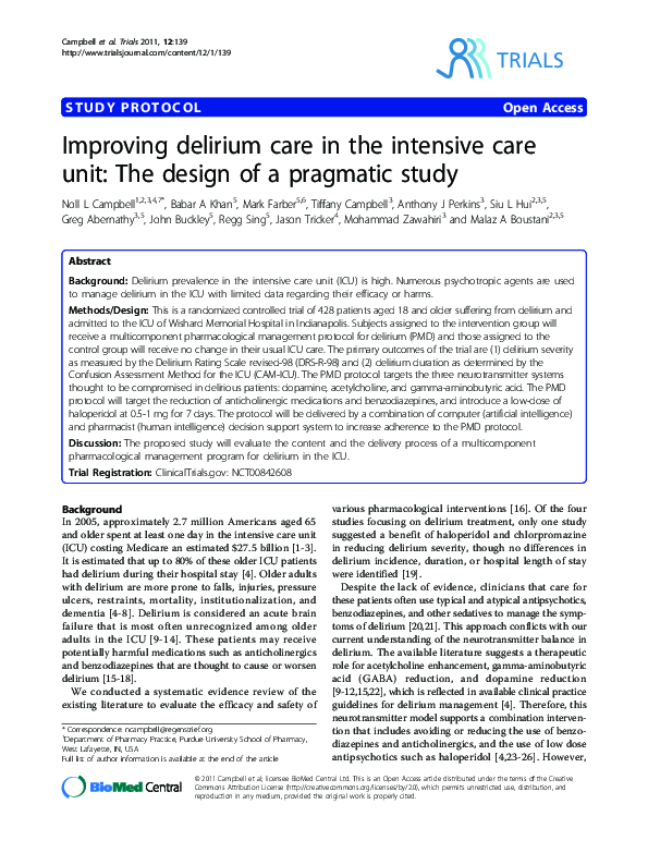 (PDF) Improving delirium care in the intensive care unit: The design of ...