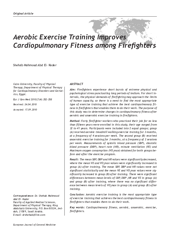 (PDF) Aerobic Exercise Training Improves Cardiopulmonary Fitness among ...