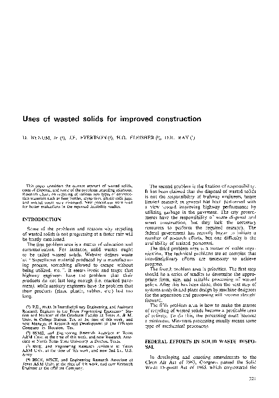 (PDF) Uses of wasted solids for improved construction