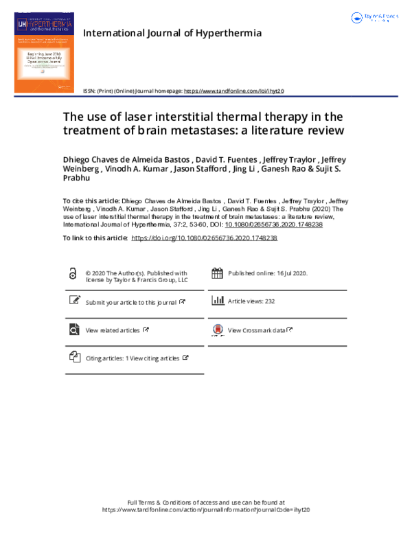 (PDF) The use of laser interstitial thermal therapy in the treatment of