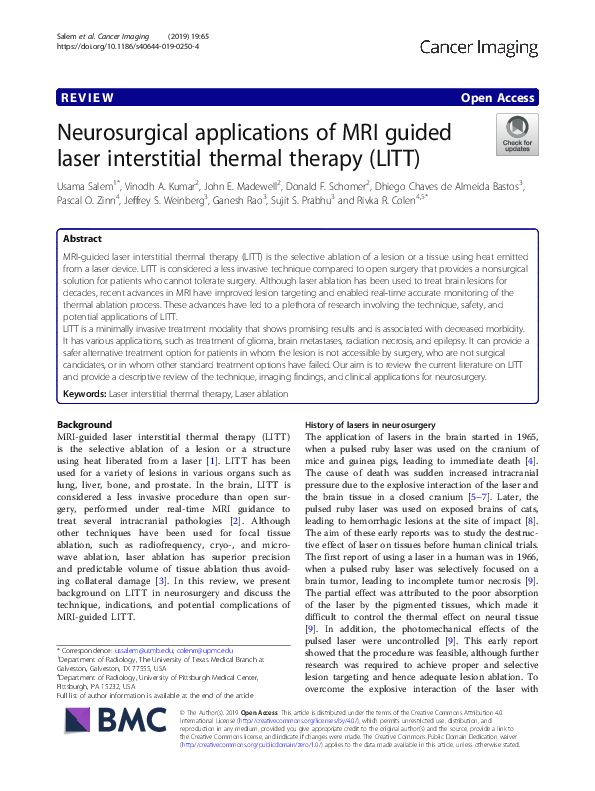 (PDF) Neurosurgical applications of MRI guided laser interstitial