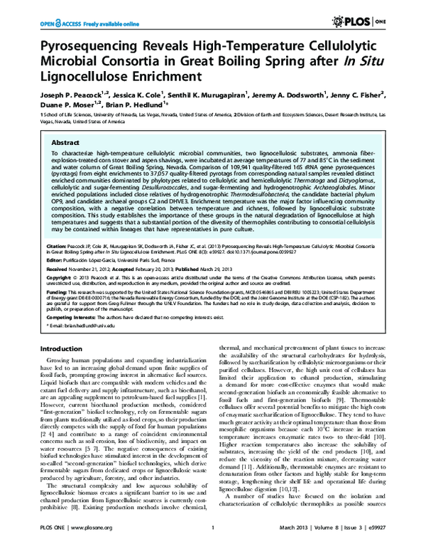 (PDF) Pyrosequencing Reveals High-Temperature Cellulolytic Microbial ...