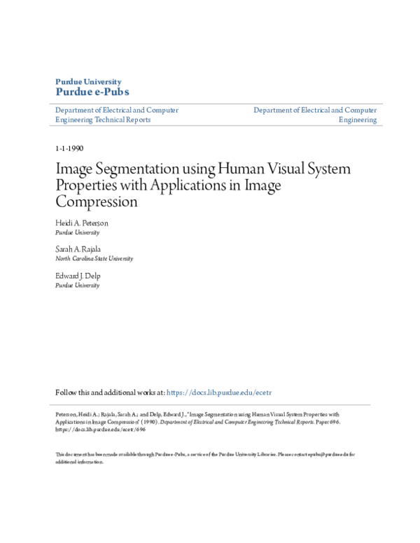 (PDF) Image Segmentation Using Human Visual System Properties With ...