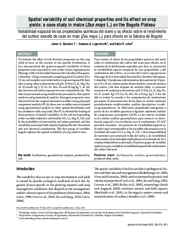 (PDF) Spatial variability of soil chemical properties and its effect on ...