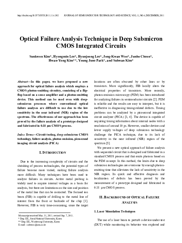 (PDF) Optical Failure Analysis Technique in Deep Submicron CMOS Integrated Circuits Hyongmin