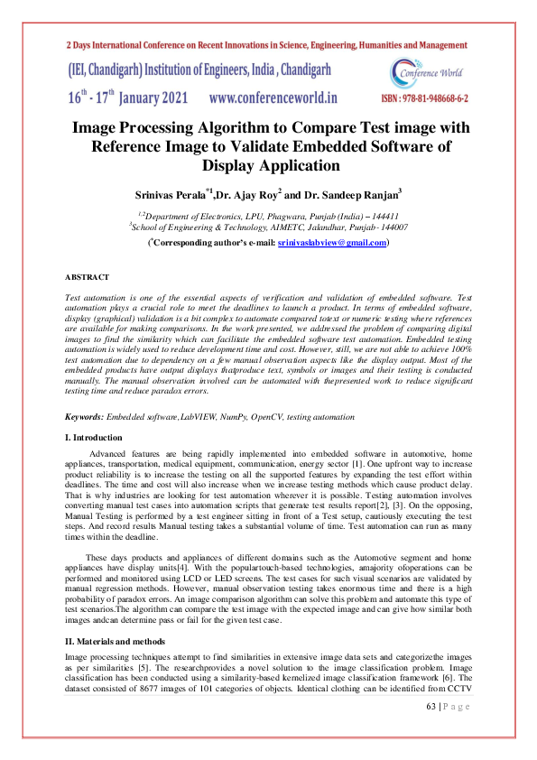 (PDF) Image Processing Algorithm to Compare Test image with Reference ...