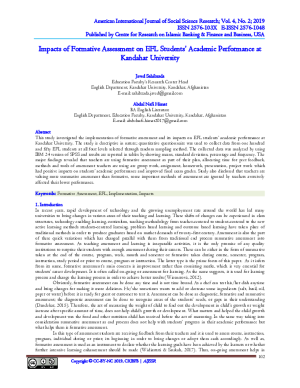 (PDF) Impacts of Formative Assessment on EFL Students’ Academic ...