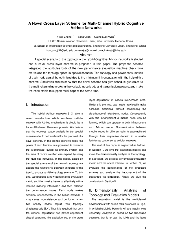 (PDF) A Novel Cross Layer Scheme for Multi-Channel Hybrid Cognitive Ad ...