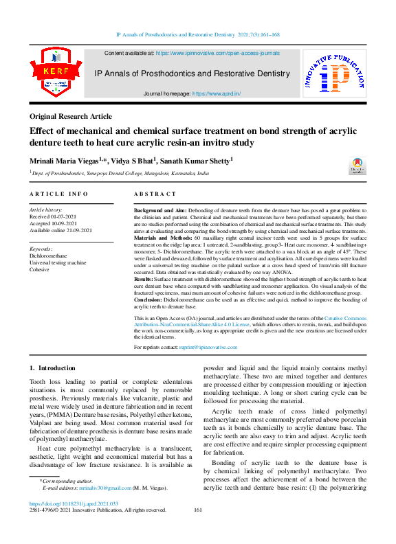 (PDF) Effect of mechanical and chemical surface treatment on bond ...