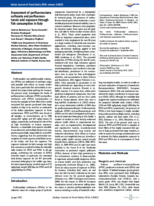 (PDF) Assessment of perfluorooctane sulfonate and perfluorooctanoic ...