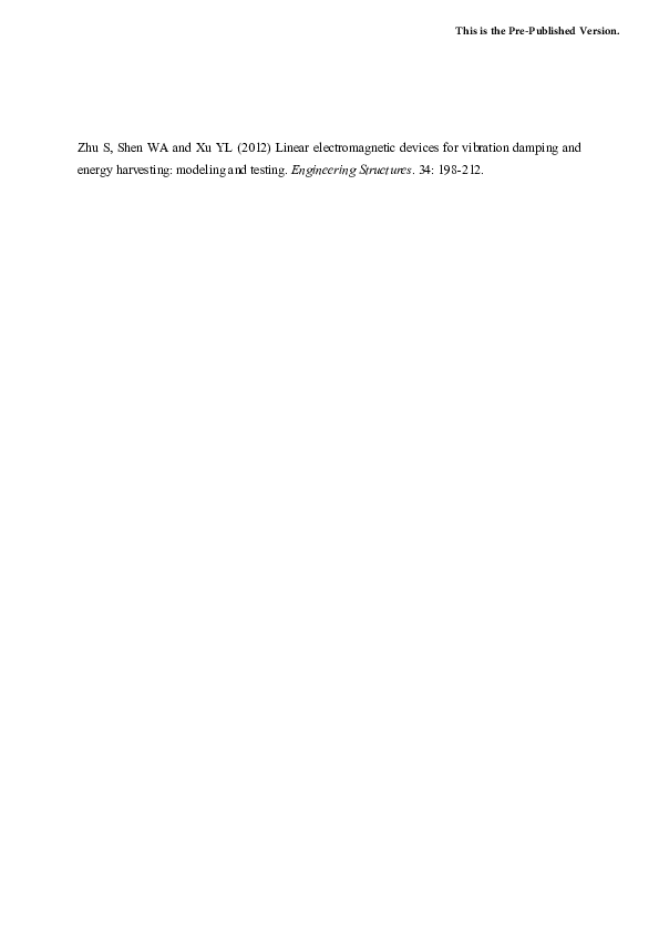 (PDF) Linear electromagnetic devices for vibration damping and energy ...