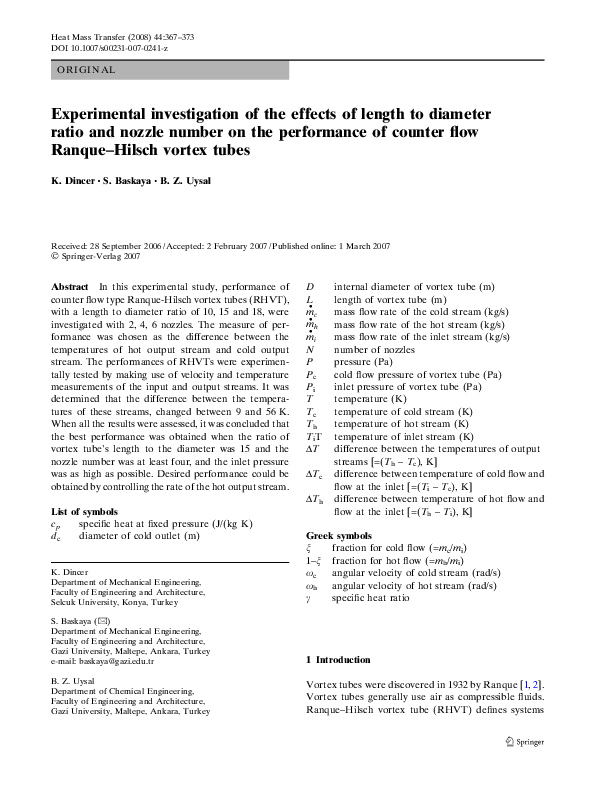 (PDF) Experimental investigation of the effects of length to diameter ...