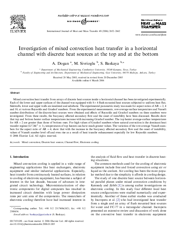(PDF) Investigation of mixed convection heat transfer in a horizontal ...