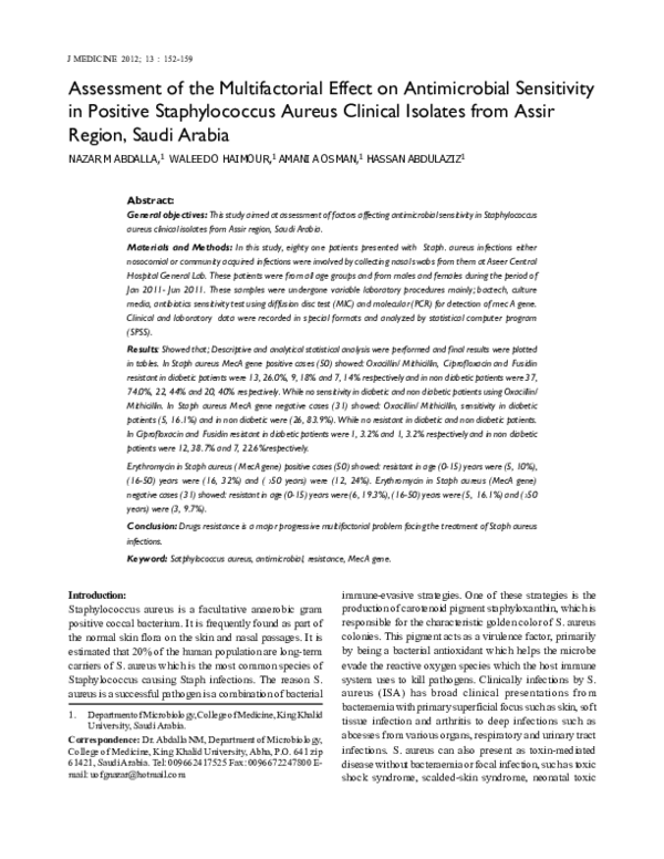 (PDF) Assessment of the Multifactorial Effect on Antimicrobial ...