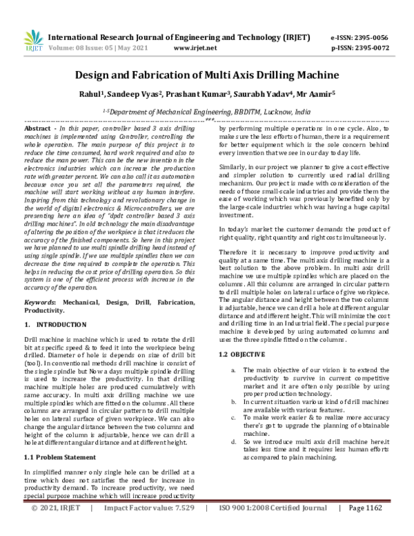 (PDF) Design and Fabrication of Multi Axis Drilling Machine