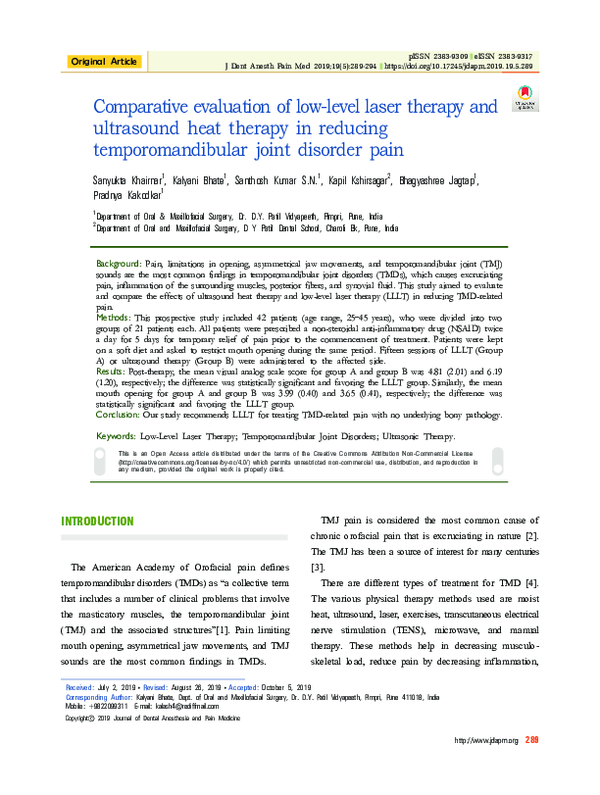 (PDF) Comparative evaluation of low-level laser therapy and ultrasound ...