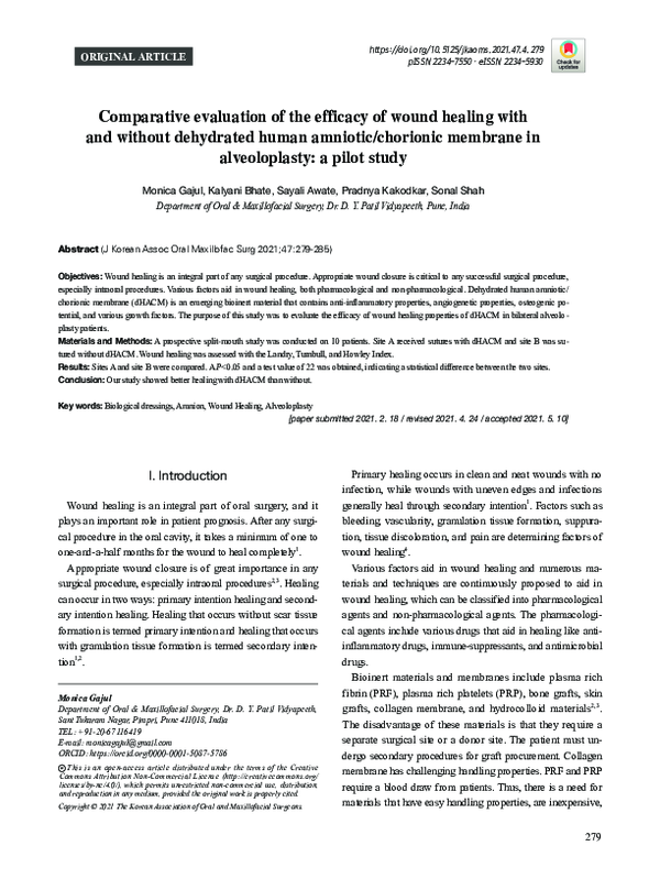 (PDF) Comparative evaluation of the efficacy of wound healing with and ...