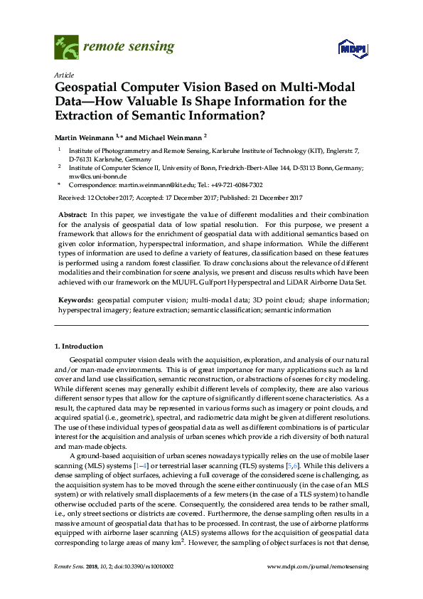 (PDF) Geospatial Computer Vision Based on Multi-Modal Data—How Valuable ...
