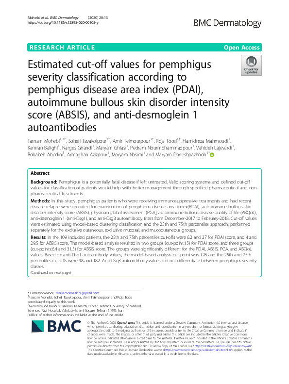 (PDF) Estimated cut-off values for pemphigus severity classification ...
