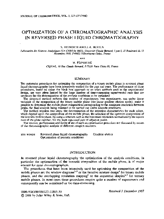 (PDF) Optimization of a chromatographic analysis in reversed phase ...