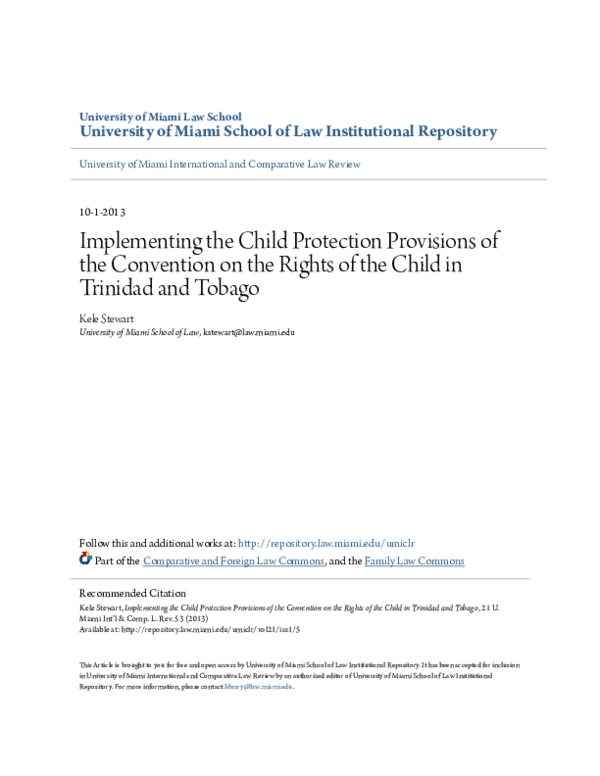 (PDF) Implementing the Child Protection Provisions of the Convention on ...