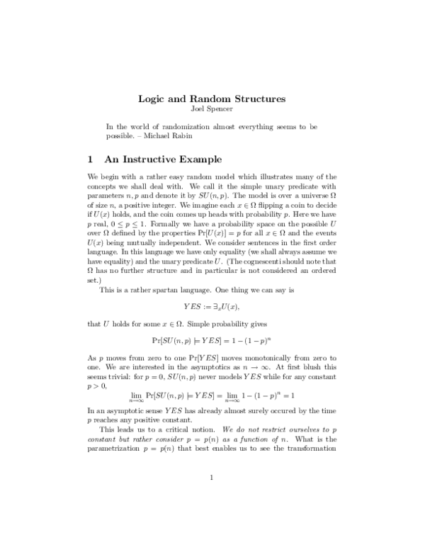 (PDF) Logic and Random Structures