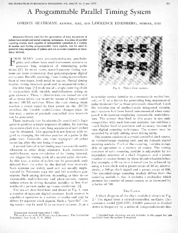 (PDF) A Programmable Parallel Timing System