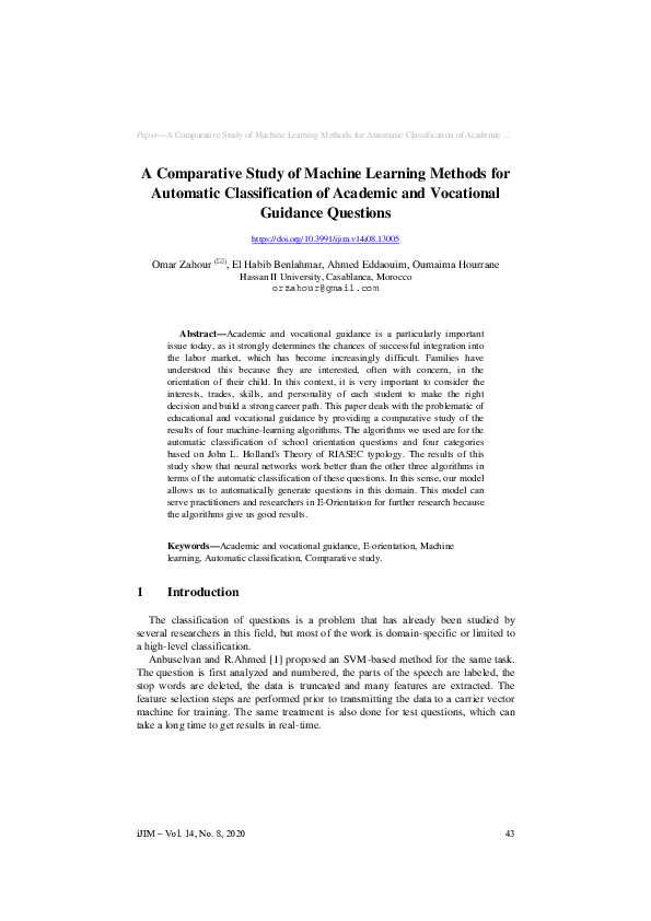 (PDF) A Comparative Study of Machine Learning Methods for Automatic ...