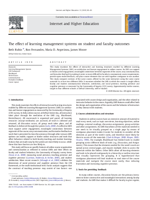 (PDF) The effect of learning management systems on student and faculty ...
