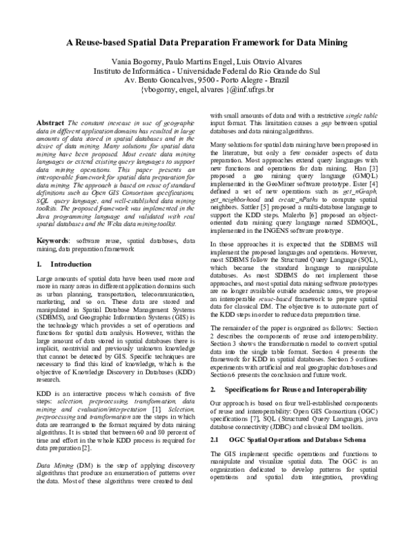 (PDF) A Reuse-Based Spatial Data Preparation Framework for Data Mining